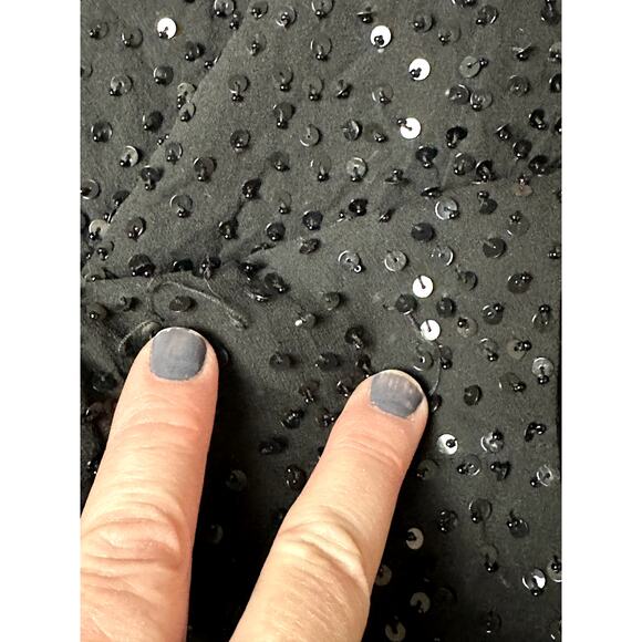 Talbots !00% Silk Black Beaded Sequins Festive Evening Party Formal Size 16W Top - Picture 6 of 11